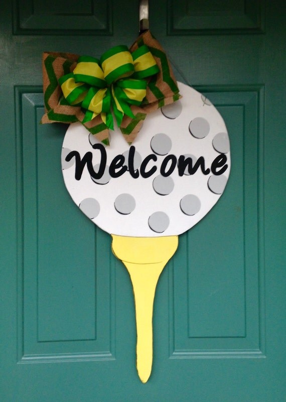 Wooden Golf Door Hanger with burlap and by MyBelovedReclaimed