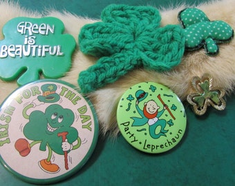 Vintage Lot St Patrick's Day pinbacks, pins,buttons lot of 6