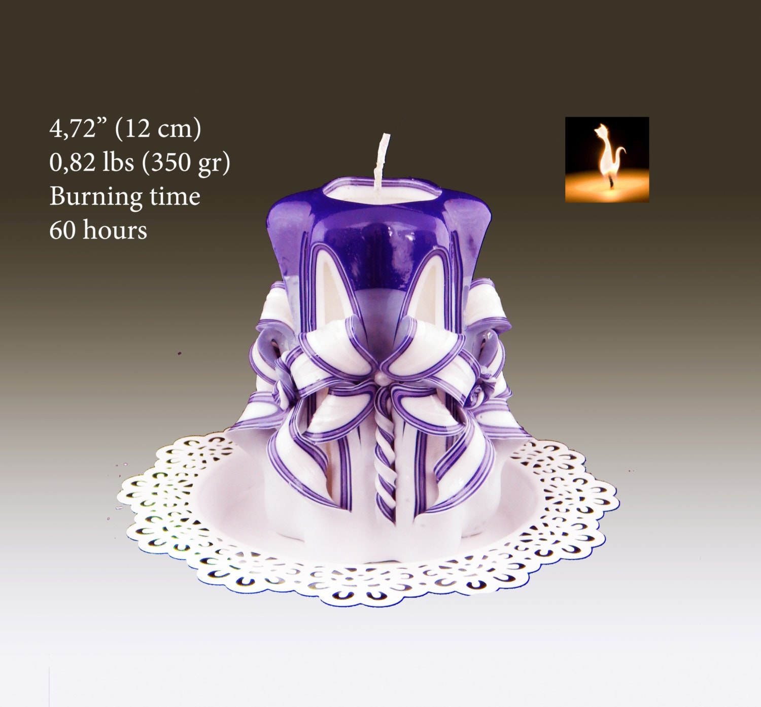 Unique gift Candle Handmade candles Carved Candles Plum