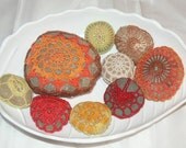 Couple of Crochet Rock Lace stones  beach Weddings favors home decor 3D mustard  multicolor crochet  handmade gift  - BOHO - Gypsy
