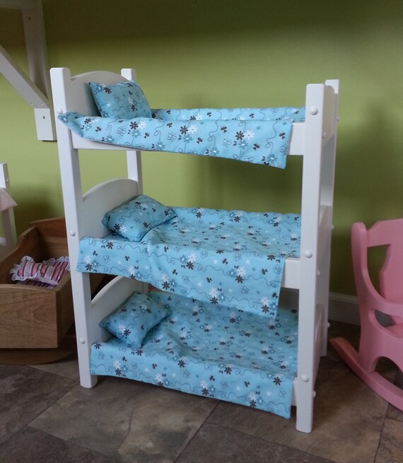 Items similar to Wooden 18" Doll Bed Furniture Triple Bunk American Made Solid Wood Reborn Baby