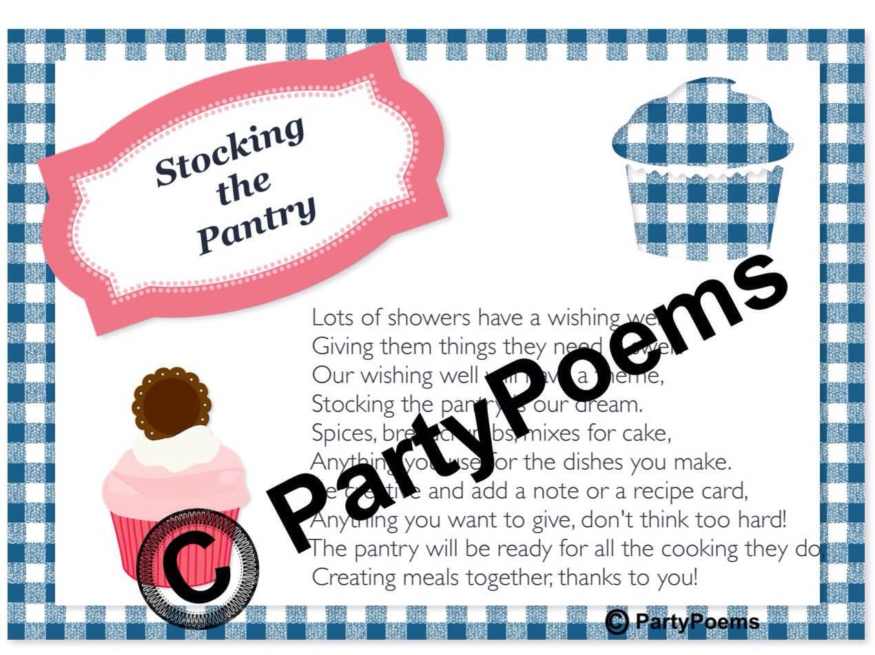Stock the Pantry Theme Bridal Shower Poem inserts by PartyPoems