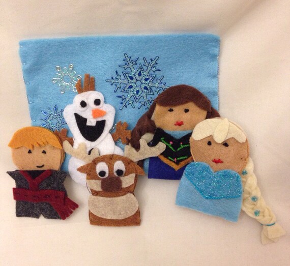 Felt Finger Puppet Frozen Elsa and Anna by CourtneyFeltCreation
