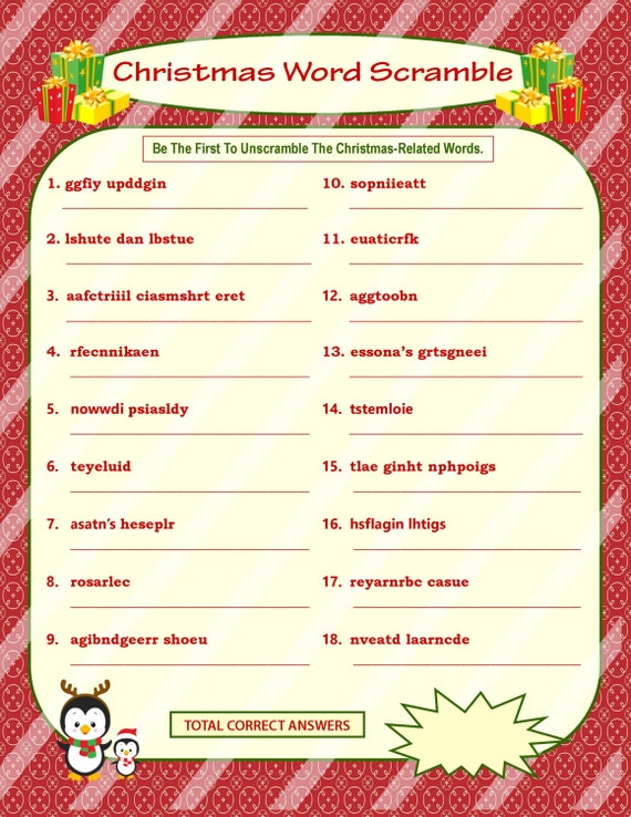 Christmas Word Scramble Printable Christmas by Printables4Less