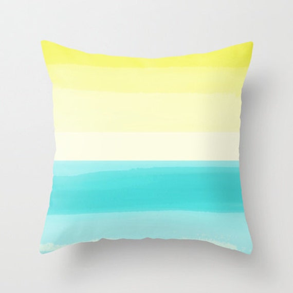 Outdoor Throw Pillow Turquoise Aqua Teal yellow by HLBhomedesigns