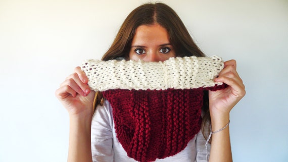 Bufanda reversible. Bufandas de lana hechas a mano. Cuellos de lana para mujer.