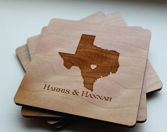 Wood Coasters, Personalized Coaster Set, Gift For Him, Husband Gift, Wife, Gift For Her, Boyfriend Gift, Anniversary, Wedding, Housewarming