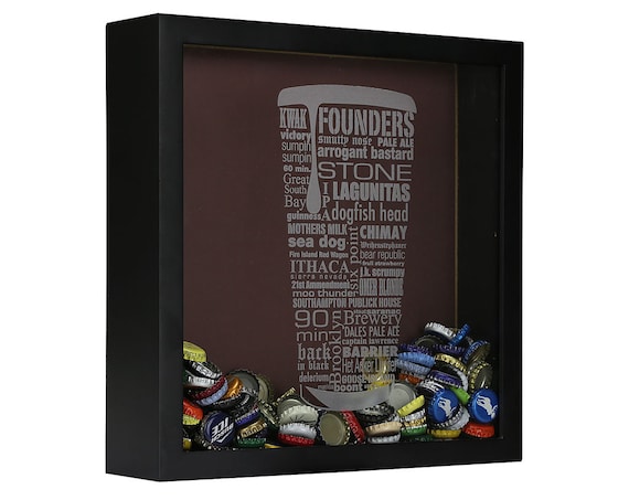 Bottle Cap Shadow Box - This is kind of like the map, but for the dude that drinks waaaaay more than 50 beers ever. It's ok, you know which gift is appropriate...