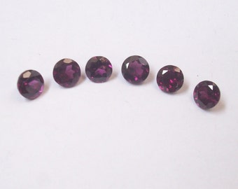 6 mm round Natural genuine RHODOLITE GARNET round top cut faceted gemstone.....