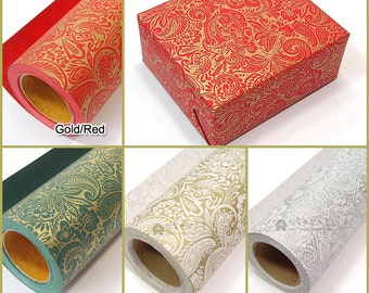 13M 1Roll Gold or Silver foil High Quality wrapping paper for Gift Wrap and Handmade Craft : Paisley 20.5"X14.2 yd (53 cm X 13 M)