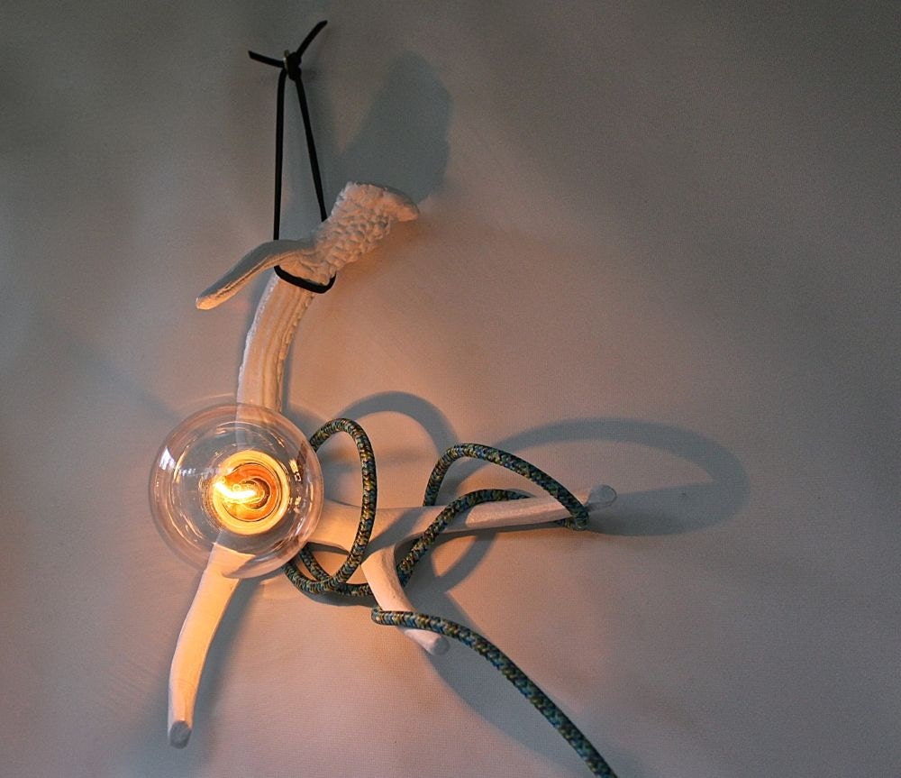 Deer Antler Wall Light Modern Bare Bulb Sconce Metal Lamp