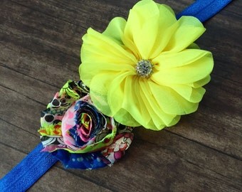 yellow and blue headband