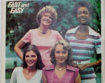 Butterick 4614 Vintage 1970 Misses' T-Shirts Sewing Pattern New / Uncut Size 14