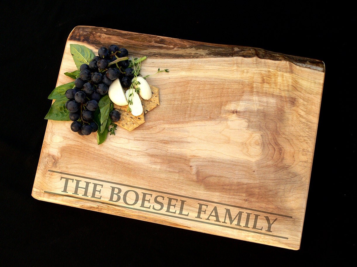 Personalized Luxury Cutting Board Live Edge Maple w/Feet 10 X