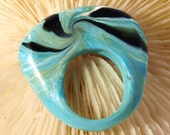 Polymer Clay Rings, RING, Ocean Waves Ring, Ocean Jewelry, Turquoise, Gold & Black, OOAK Rings, 2015 Jewelry Trends