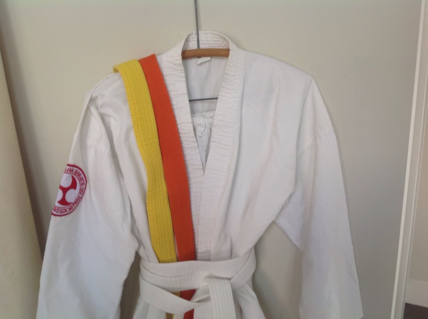Vintage karate Gi uniform pants robe orange yellow