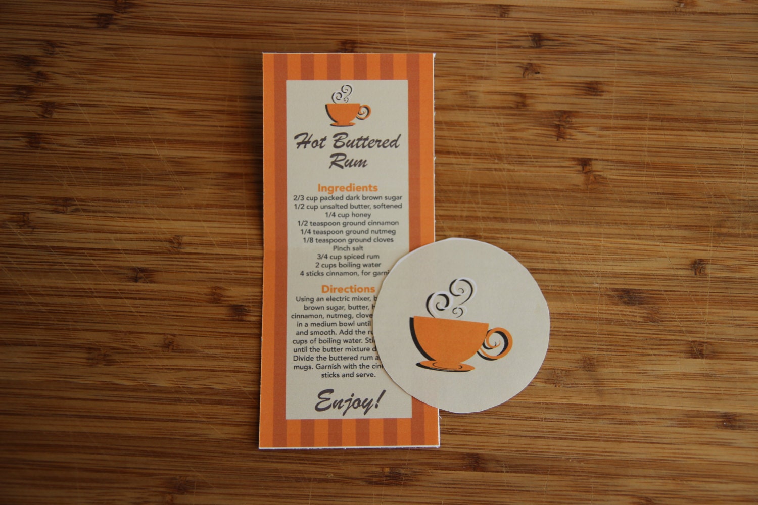 DIY Drink Recipe Gift Tags Hot Buttered Rum by