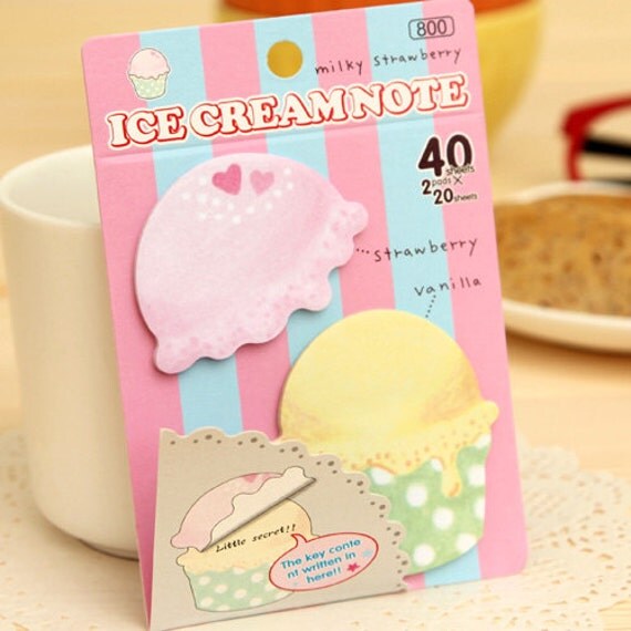 ice cream sticky note and reminderpersonal message note and gift message note