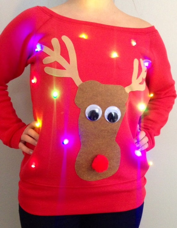 Woman's UGLY CHRISTMAS SWEATER - Reindeer- Light Up