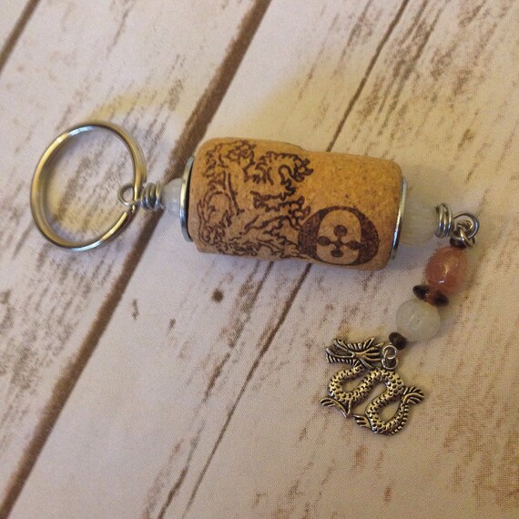 Wine Cork Keychain by TrueVineGifts on Etsy