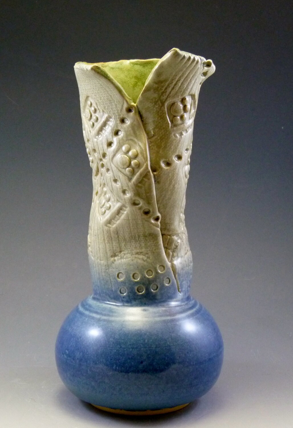 Art Vase Wheelthrown Pottery Textured by CreativeFlamePottery