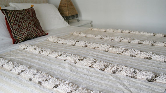 Traditional handira Moroccan wedding blanket by Just Morocco at Etsy