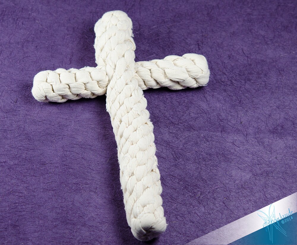 Large Cross Natural Knot Dog Toy in cotton fabric unique