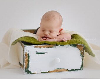 Double sided vintage newborn drawer, newborn photo prop, vintage crate, rustic prop, newborn props, distressed crate, photography props