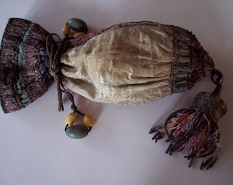 SALE!! Antique 1800s BROCADE POUCH Purse