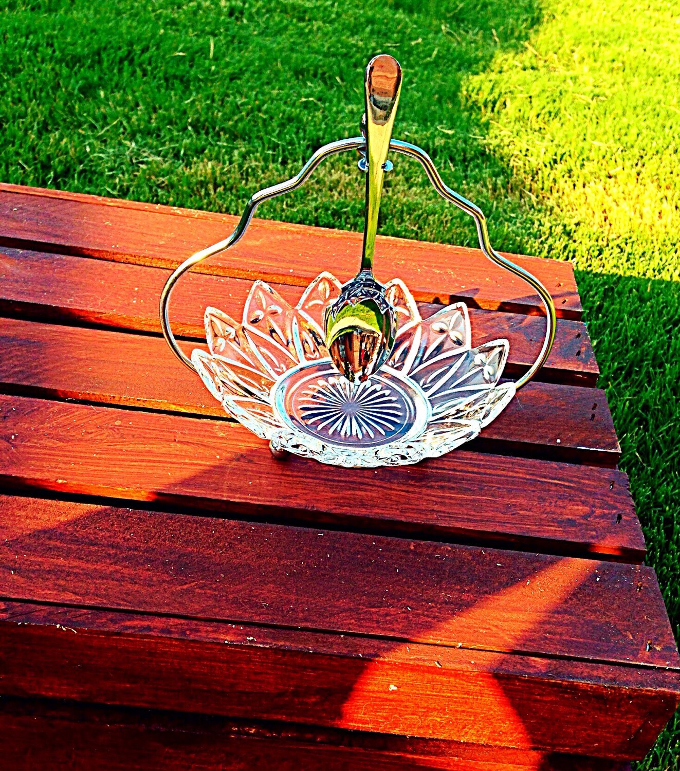 Crystal Serving Dish with Chromium Plated Spoon Haute Juice