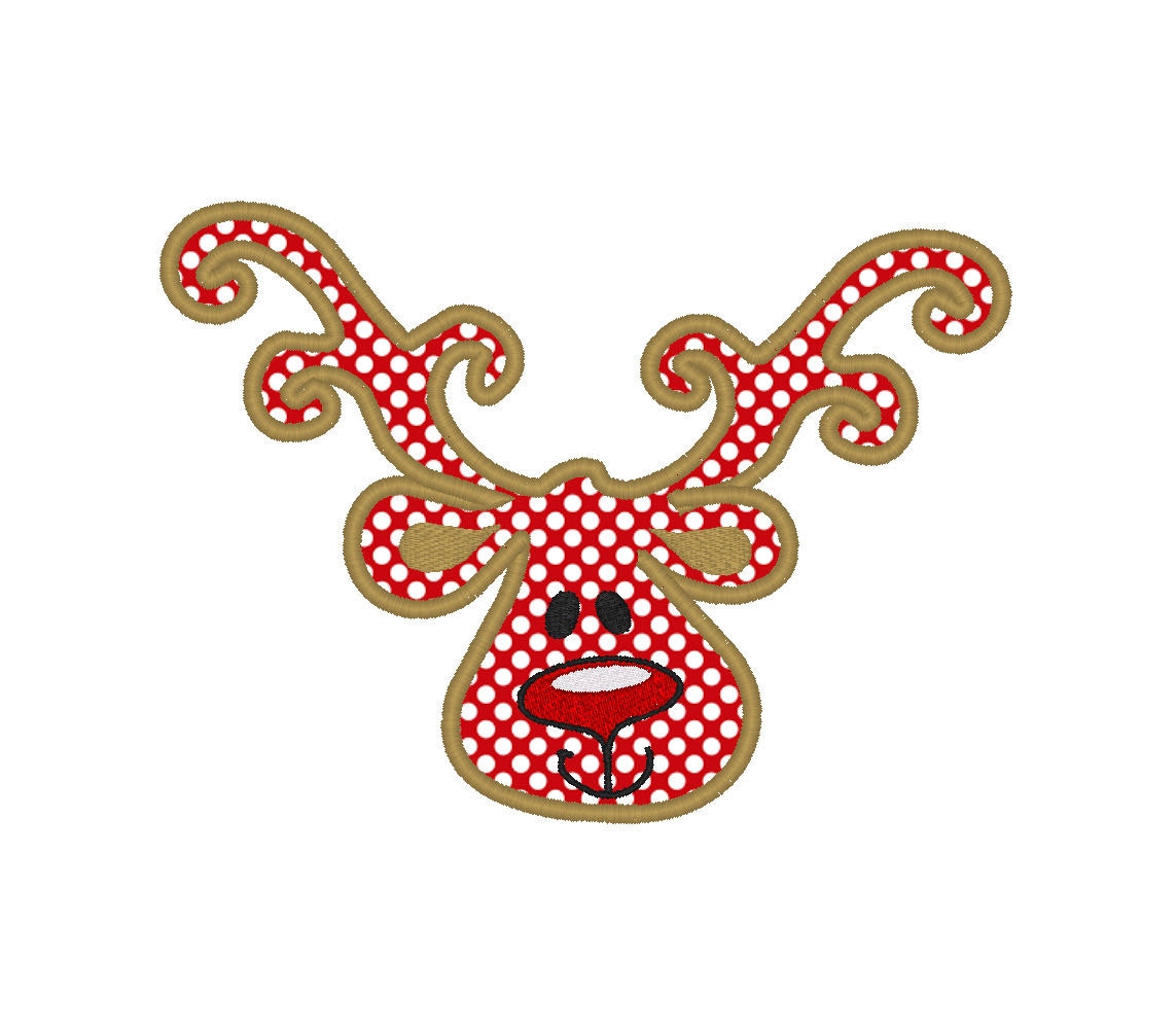 applique' Embroidery Design Rudolph the red nosed