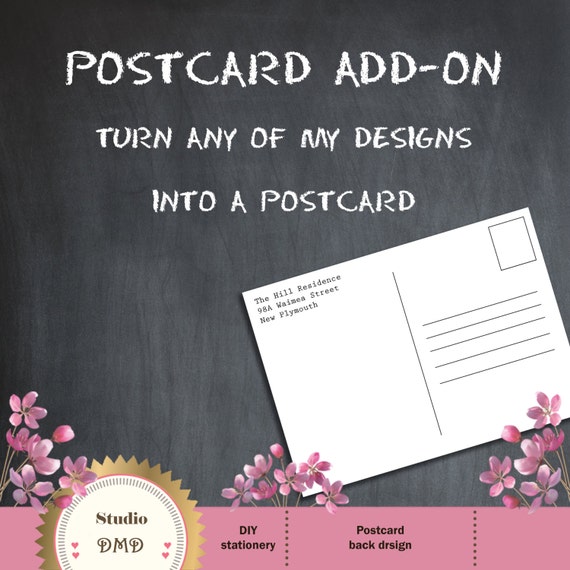 ADD a POSTCARD BACK personalized design to any card simple