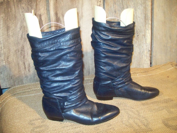 navy slouch boots