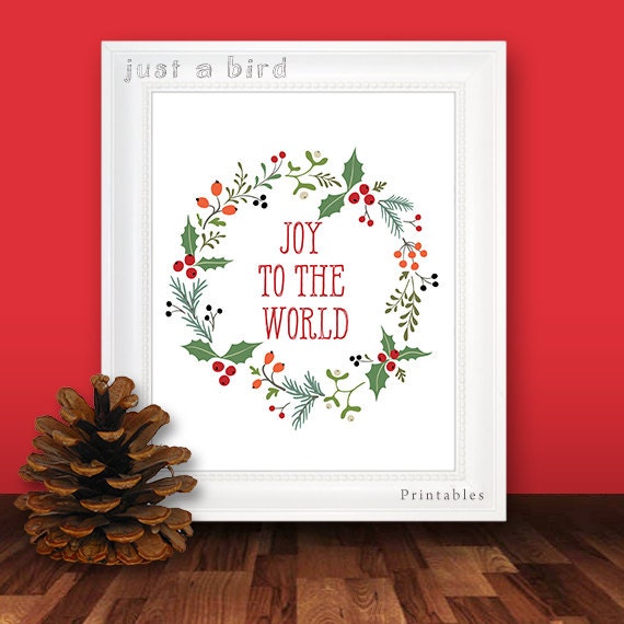 Joy to the world, christmas wreath christmas decor print, holiday decoration, Christmas printable art, christmas print, INSTANT DOWNLOAD
