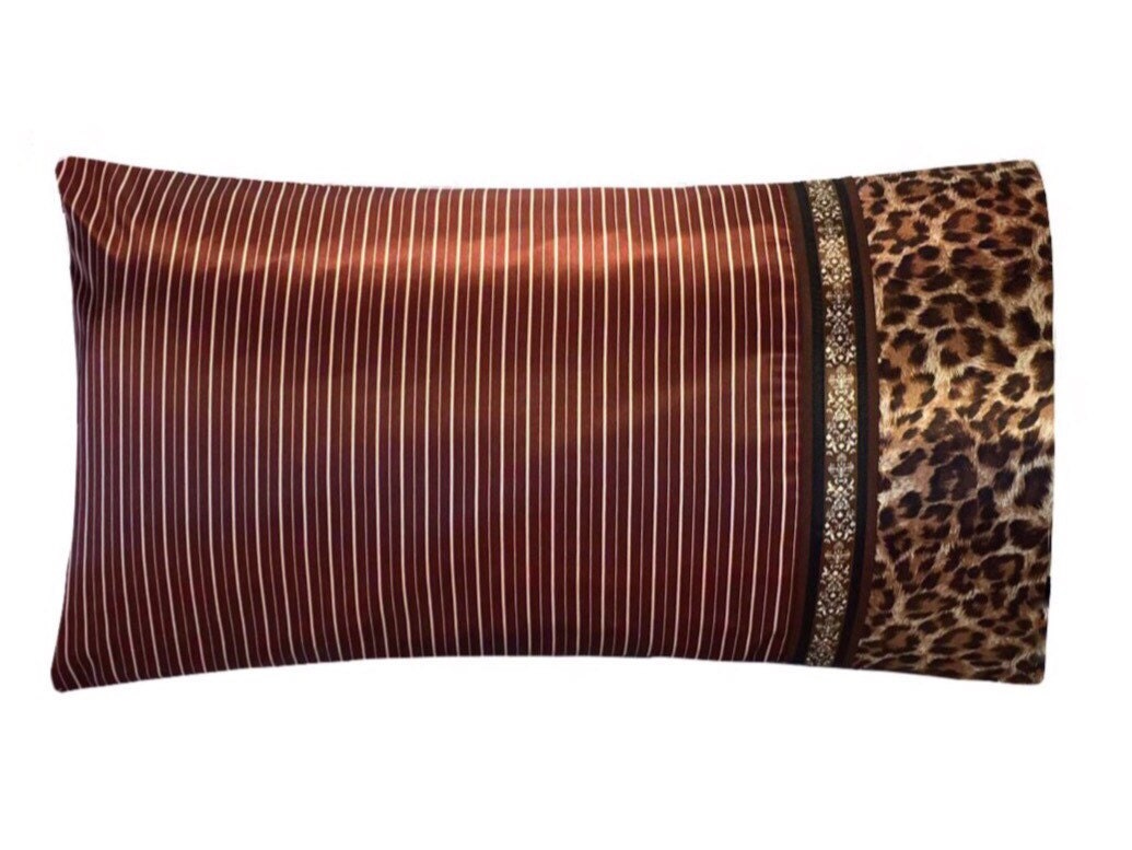 Chocolate Brown Pinstripe Satin Pillow Case Brown Satin