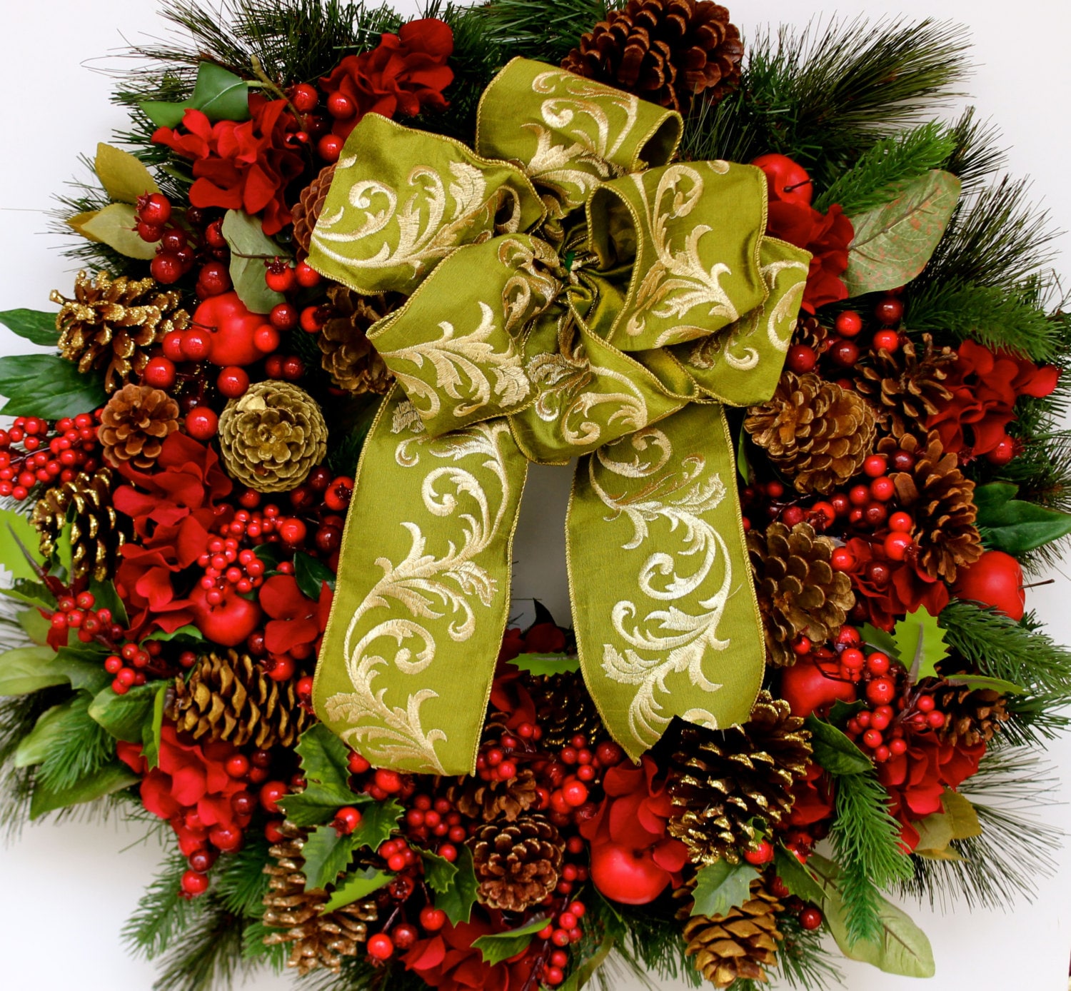 Winter Woodland Christmas Wreath, Etsy Christmas ideas, holiday front door wreath, Christmas decor, winter red Christmas wreath
