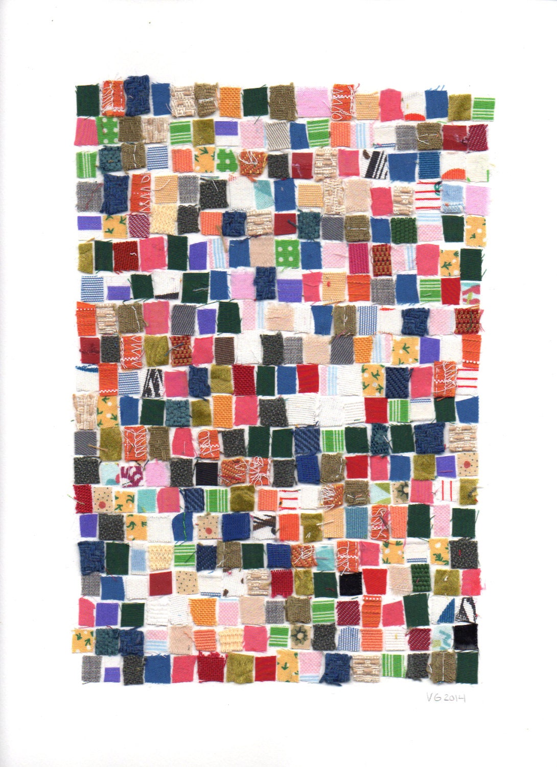 Fabric collage on paper Pattern with patterns by ValerieGobeil