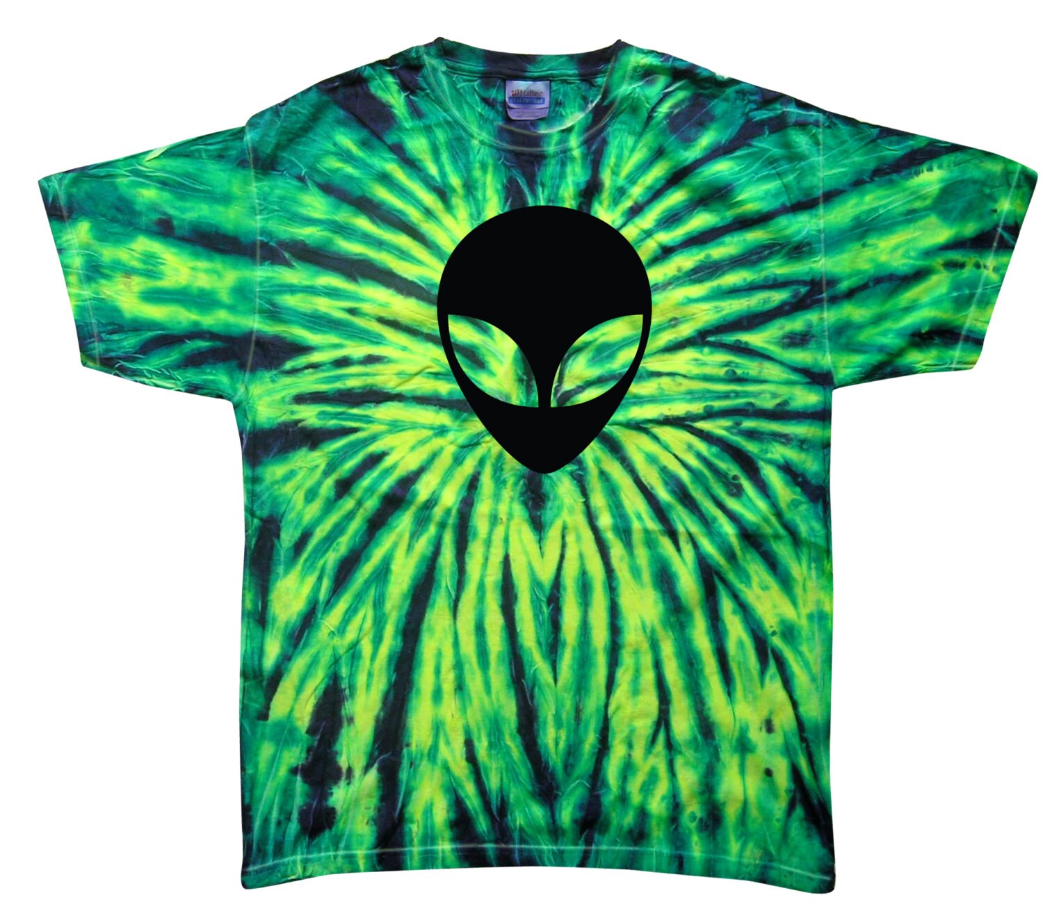 Green spider Alien Head Trippy Rave TieDye Tshirt by BadAcid