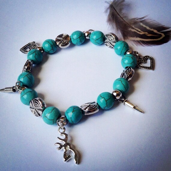 Browning Bracelet Country Gypsy Girl Charm BraceletTurquoise