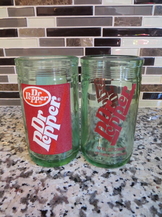 Vintage Dr. Pepper recycled drinking glasses.