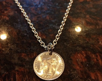 Somalia 5 Shillings coin necklace with elephant