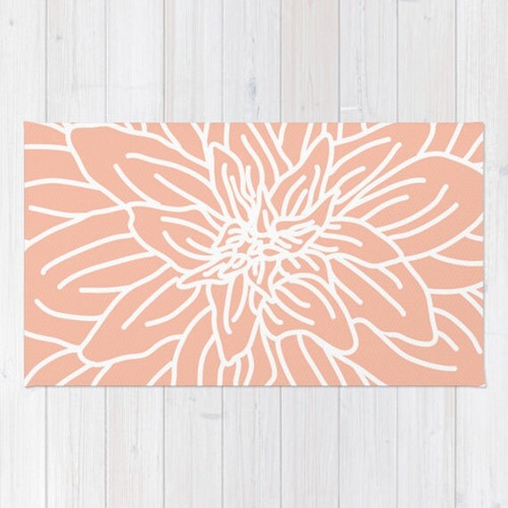 Peach Area Rug Abstract Flower Area Rug Modern Flower Rug