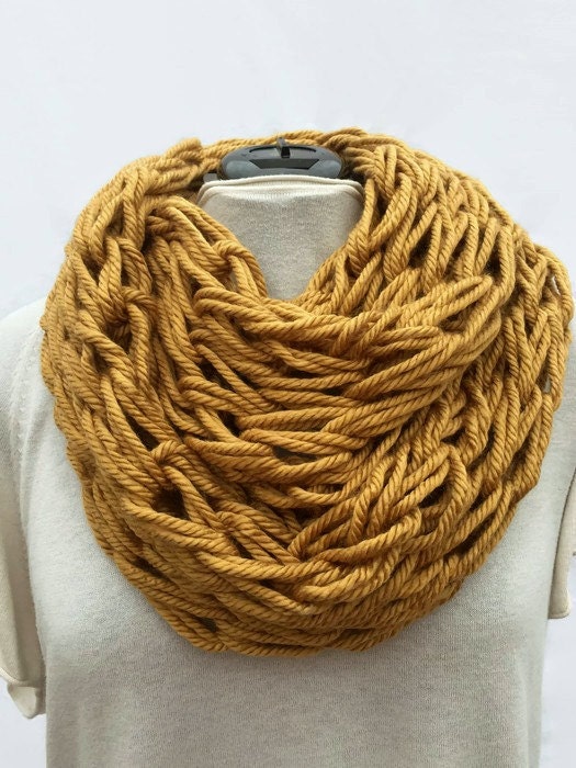 Gold Arm Knit Scarf Knit Infinity Scarf Arm Knit Scarf