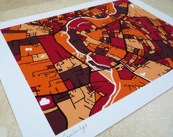 Cambridge (UK) Art Map - Limited Edition Contemporary Giclée Print