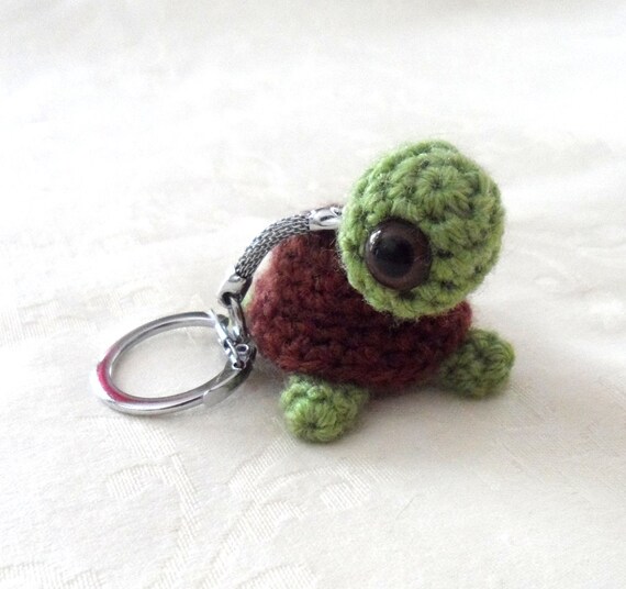 Chocolate Tortoise Amigurumi Key Ring