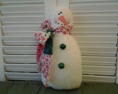 Handmade primitive, folk art snowman doll, bowl filler, shelf sitter, ornament, decoration