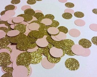 230 Blush Pink Glitter Gold Confetti Blush Pink Gold Bridal Shower Decoration Pink Gold First Birthday Confetti Pink Gold Party Pink Gold