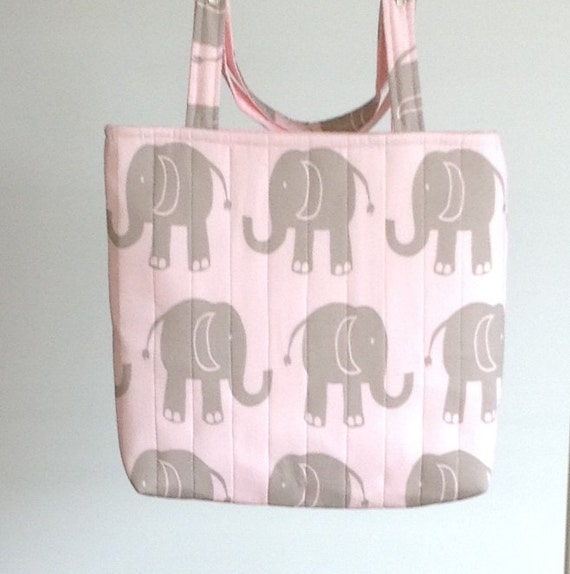 Items similar to QUILTED BAG, pink tote bag for baby gear, quilted tote ...
