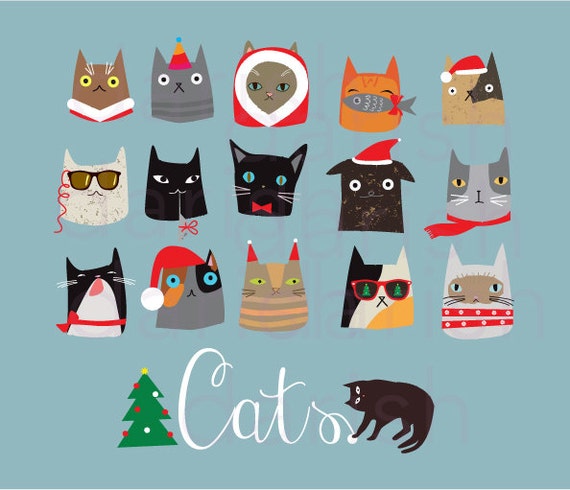 clipart christmas cats - photo #20