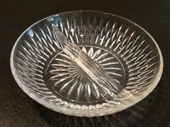 Vintage Princess House Crystal Bowl Divided by AntiquesByGranny